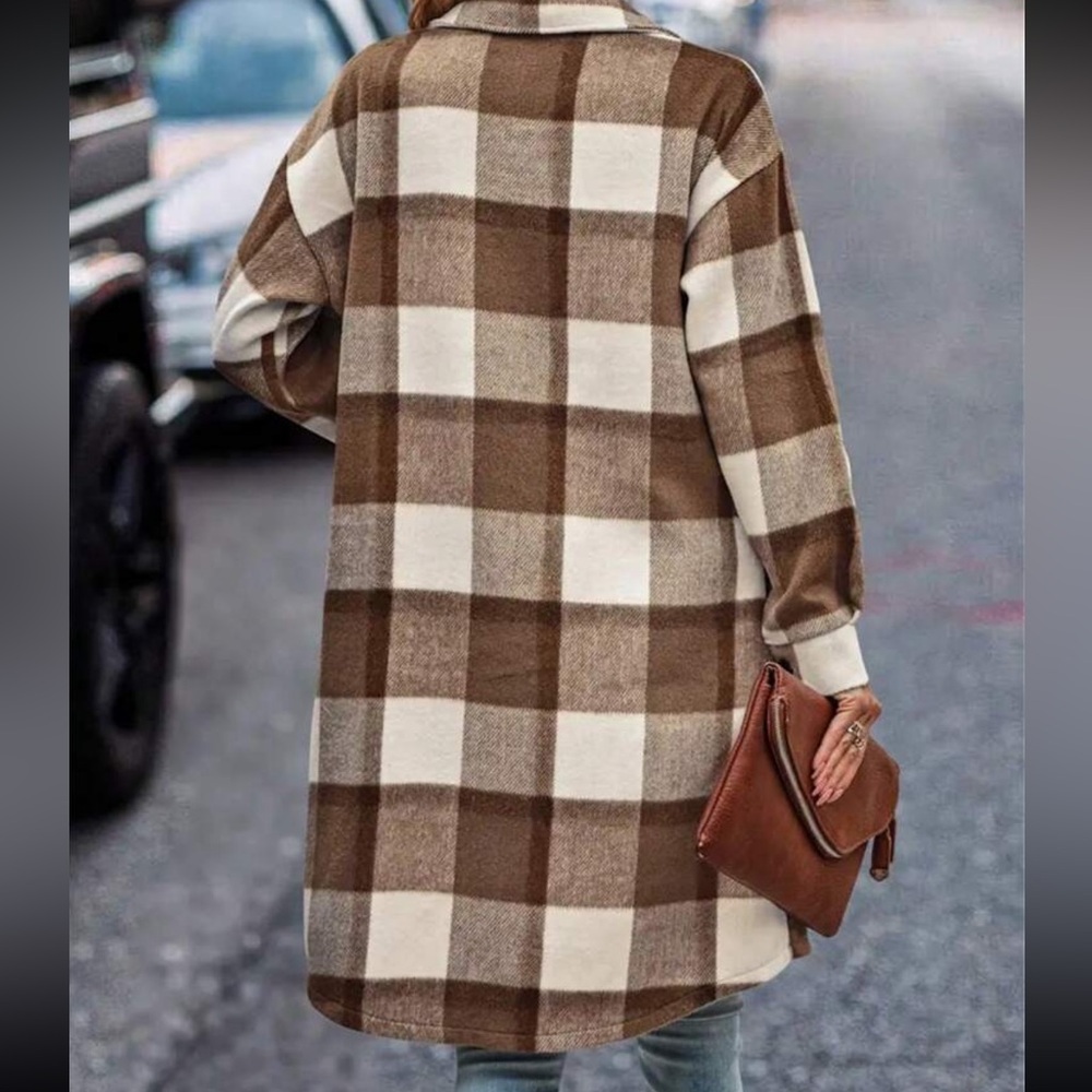 New Flannel plaid button down jacket - Picture 4 of 6